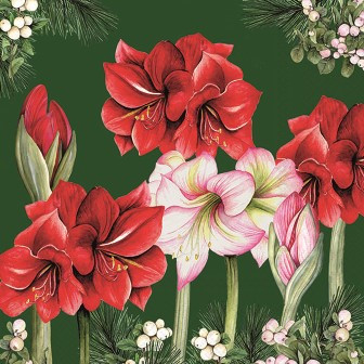 Serviette Blooming amaryllis green 33x33cm