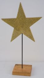 Stern m.Holzfuß gold 11,5x6,5x35cm