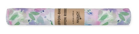 Band Chiffon Aquarell-Blüten 28cmx3m blau/rose/grün