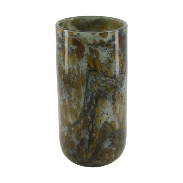 Vase Glas grün/schwarz 12x12x25cm