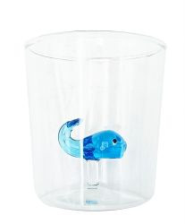 Trinkglas m. "Fisch" 8,5/h.9,3cm