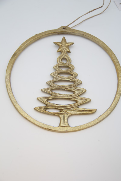 Hänger Baum Aluminium gold 18cm