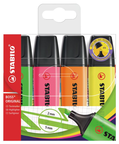 STABILO BOSS ORIGINAL 4er Etui Neon 4 Farben