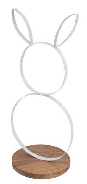 Hase auf Holzfuß Metall weiß 21x17,5x47cm