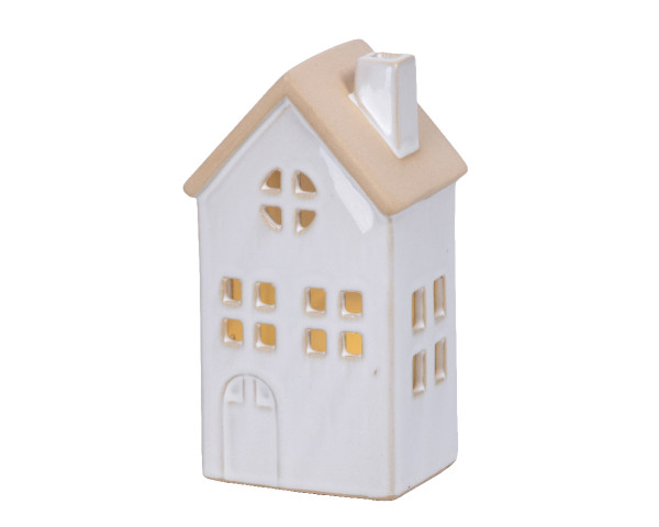 LED Haus Porzellan weiss warmes weiss 6.7x8.7x15.5cm