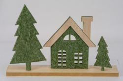 Aufsteller a. Holzleiste Filz natur/grün 42,5x6x28cm