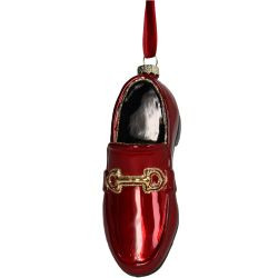 Hänger Glas Schuh rot 11cm