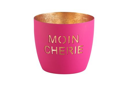 Windlicht MonCherie Eisen fuchsia gold H8,5cm Ø10cm