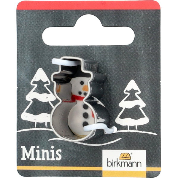 Mini-Ausstechform Schneemann 2,7cm Edelstahl auf Cardboard PG rot