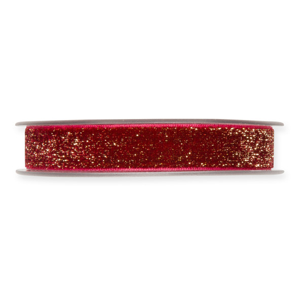 Band Glitzer Samt 16mmx5m rot/gold