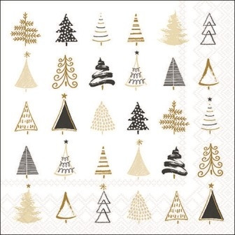 Serviette Christmas tree doodles black 33x33cm