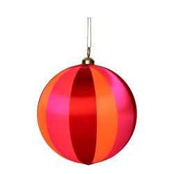 Weihnachtskugel Chinois 12cm, Streifen, orange/fuchsia/red D12cm