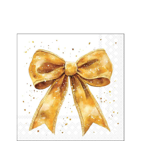 Serviette Fancy bow gold/white 25x25cm
