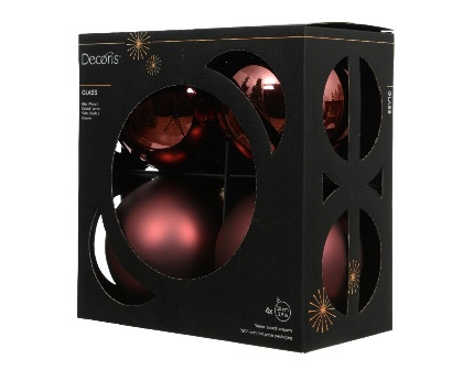 Kugeln Glas maroon mix 4St. 10cm
