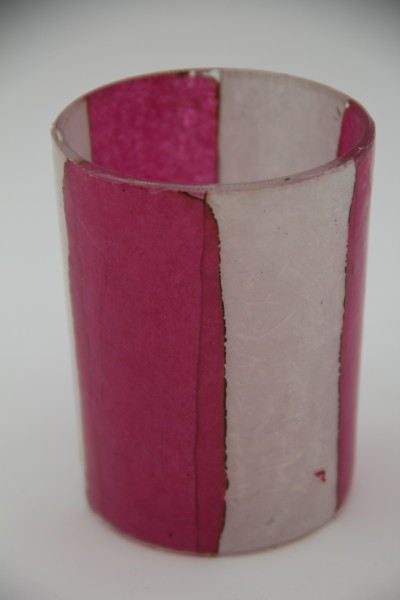 Votiv Glas pink/weiss 8x8x10cm