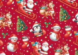 Geschenkpapier 2mx70cm Funny X-Mas, red
