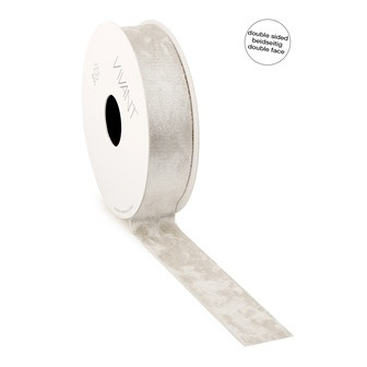 Band VELVET ICE 25mmx5m Fb.08 bambus/off weiss