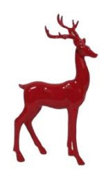 Hirsch Polyresin rot glänzend 12x6,5x19cm