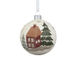 Kugel Haus u. Tannenbaum Glas D8