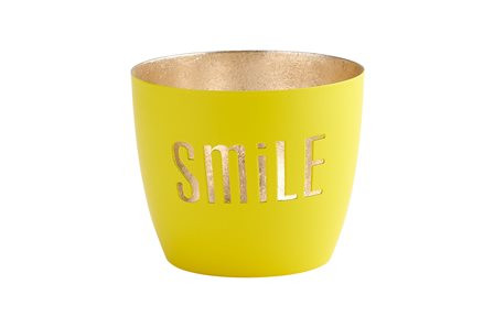 Windlicht Smile neongelb gold H8,5cm Ø10cm