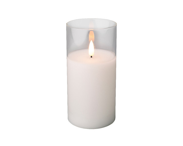 LED Kerze klar/warmes weiss Indoor 7.5x15cm