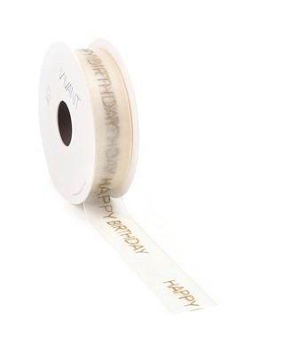 Band HAPPY BIRTHDAY 25mmx15m Fb.70 creme/elfenbein