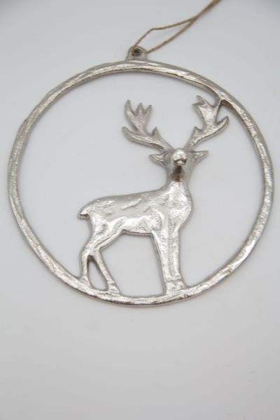Hirsch Hänger Aluminium nickel 14x2,5cm