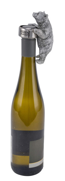 Flaschenring Bär Poly silber 7,5x5,5x10,5cm