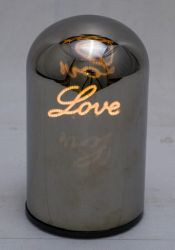 LED-Glasglocke m. Love anthrazit 3xAA,Timer,9x9x15,5