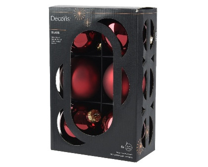 Kugeln Glas ochsenblut mix 6St. 8cm