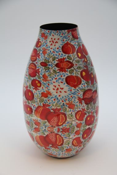 Vase Metall rot/weiss 7x16x28cm