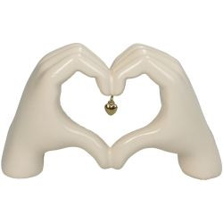 Figur Hands Heart Polyresin Ivory 14,1x5x8,2cm