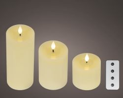 LED Kerze creme indoor 20x7,5cm 3er Set