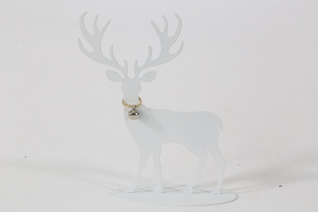 Hirsch Metall weiss 13,5x16,5x3,5cm
