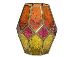 Laterne Glas pink 16,5x20,5cm