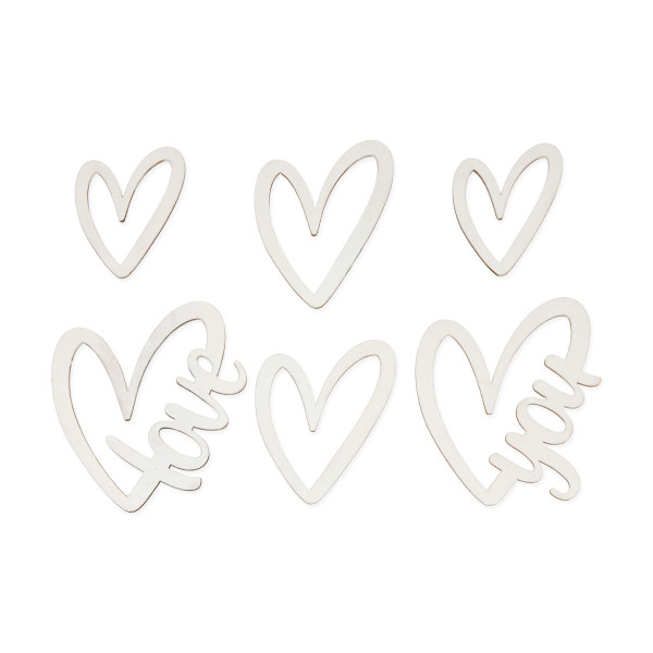 Streu Holzsortiment love you 6Stück Fb.11 weiss
