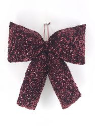 Schleife Pailetten burgundy 50cm