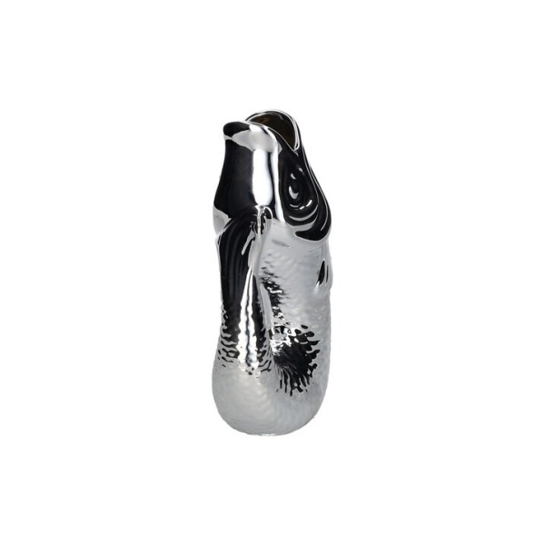 Vase/Karaffe Fisch Steingut silber 16,5x25,2x9,7cm