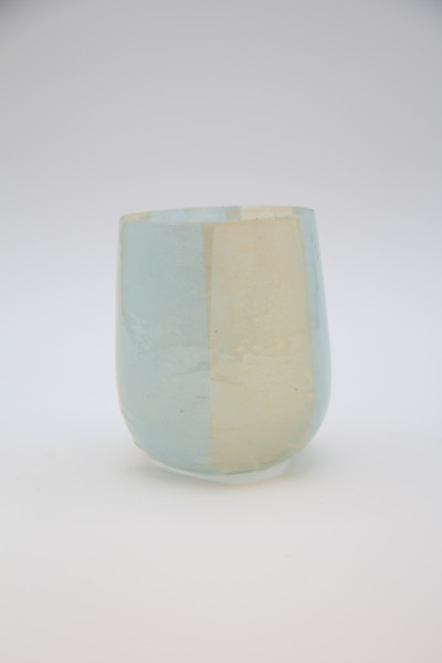 Votiv Glas beige/weiss 8x11cm