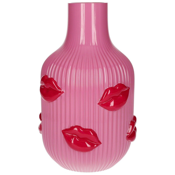 Vase Lippen Glas rosa 15x25x15cm