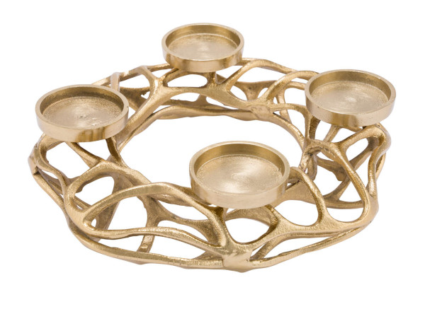 Kranz Alu gold f.4 Kerzen 25x25x7,5cm