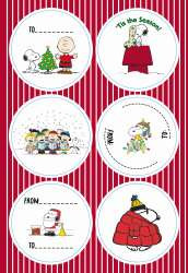 Sticker 11,5x17cm 4er Pg Snoopy X-mas Home