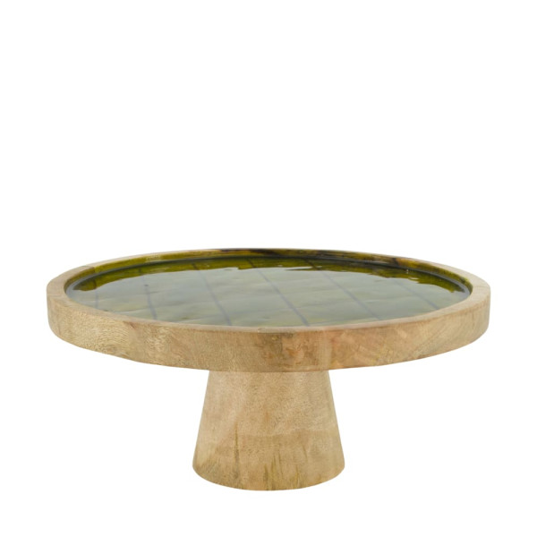 Etagere Mangoholz natur/grün 28x28x12.5cm