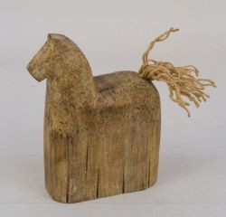 Pferd m.Jute Schweif Holz natur 14,5x6x19cm