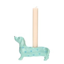 Kerzenhalter Dackel Dolomit Mignon türkis 17x6x11,5cm