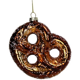 Hänger Brezel Glas braun 12,3cm