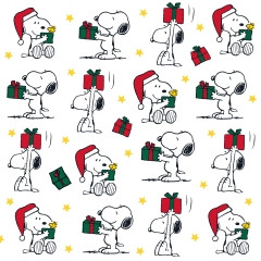 Serviette 33x33cm X-mas Mini Snoopy weiss