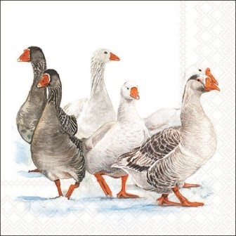 Serviette Winter geese 33x33cm