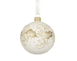 Kugel Muster weiß gold Glas D8cm