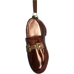 Hänger Glas Schuh braun 11cm